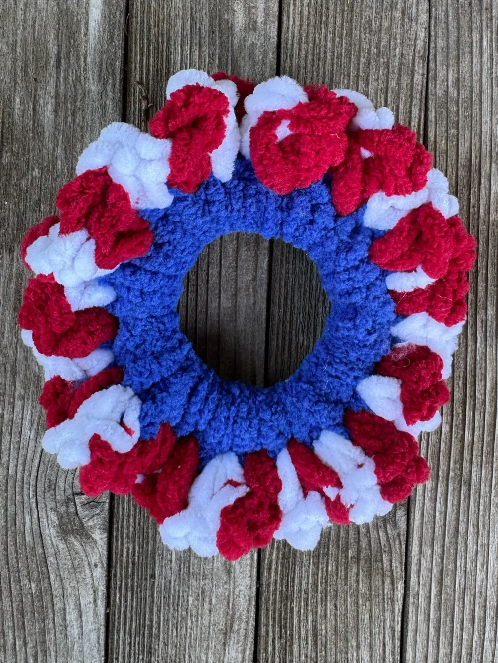 Colorful Large striped Red White Blue Scrunchie NEW
